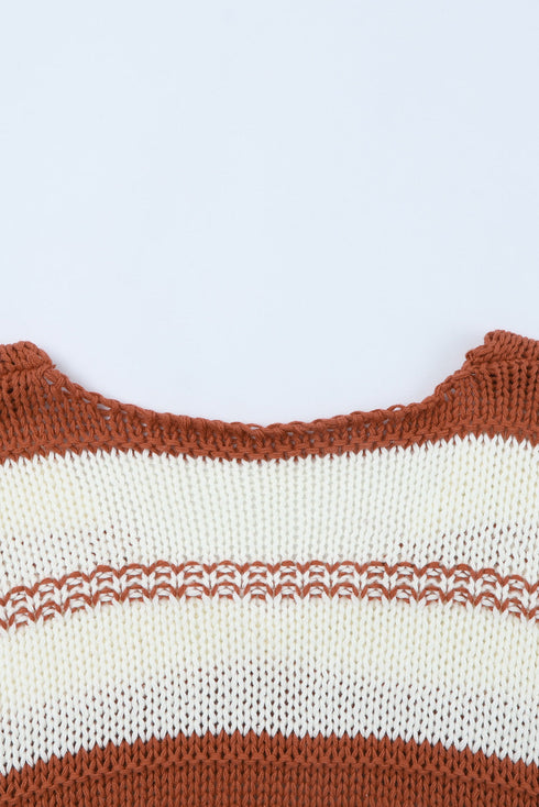 V-Neck Knitted Lantern Sleeve Pullover Sweater